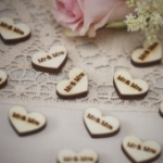 Picture of Wood Heart Confetti "Mr and Mrs" 