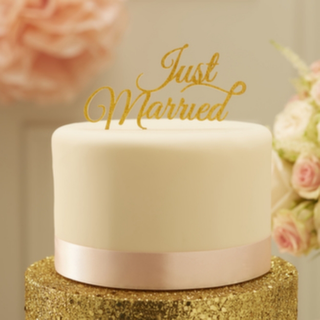 Picture of Cake Topper Just Married - Gold Sparkling