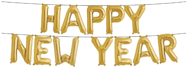 Μπαλόνια σετ HAPPY NEW YEAR  χρυσό