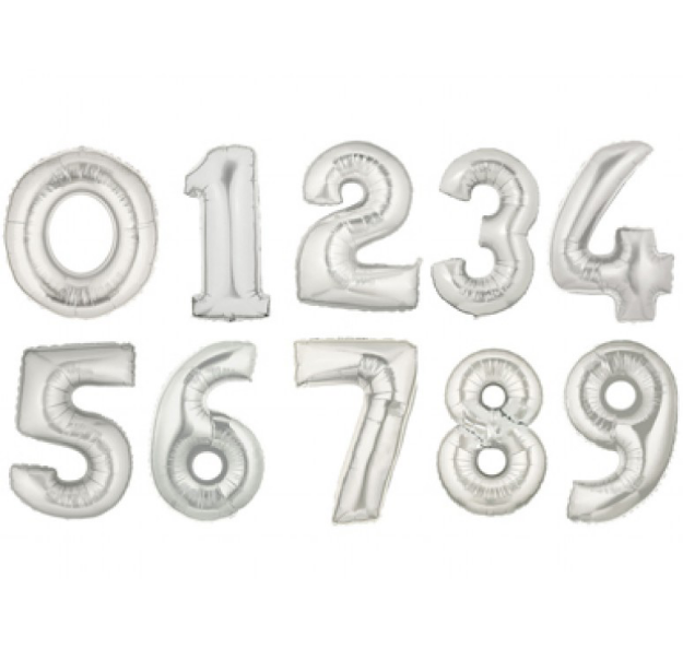 Picture of Foil Balloons Numbers Silver (90cm)