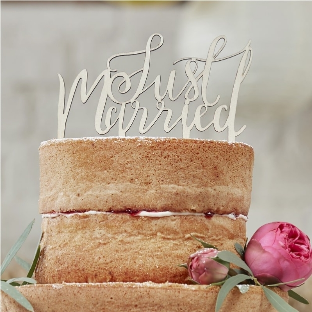 Picture of Just Married Wooden Cake Topper