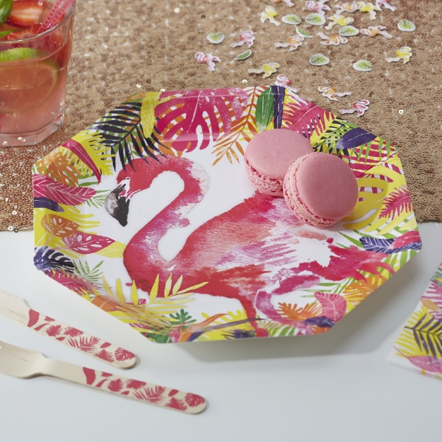 Picture of Paper Plates (24,5cm.)-Flamingo