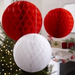 Picture of Honeycomb Ball Decoration - Red & White