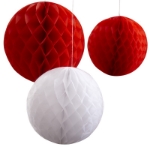 Picture of Honeycomb Ball Decoration - Red & White