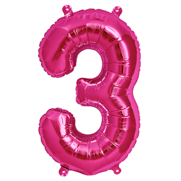 Picture of Foil balloon number 3 magenta 40cm