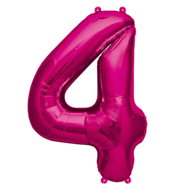 Picture of Foil balloon number 4 magenta 40cm