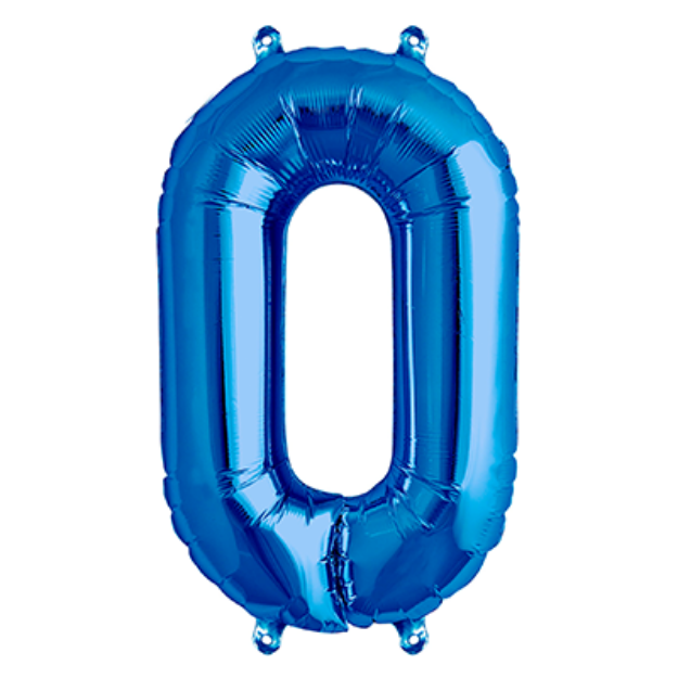 Picture of Foil balloon number 0 blue 40cm