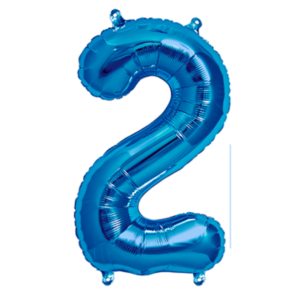 Picture of Foil balloon number 2 blue 40cm