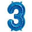 Picture of Foil balloon number 3 blue 40cm