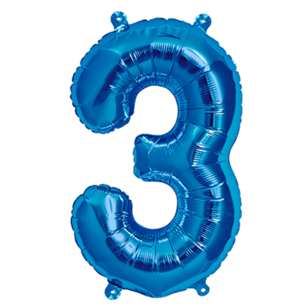 Picture of Foil balloon number 3 blue 40cm