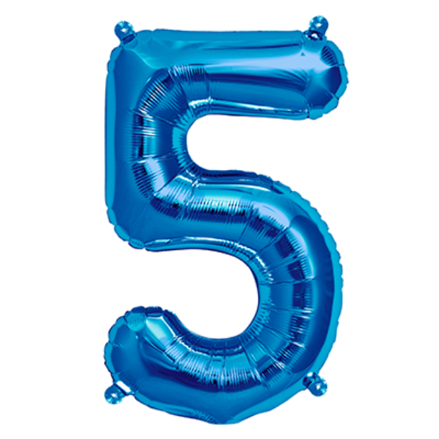 Picture of Foil balloon number 5 blue 40cm