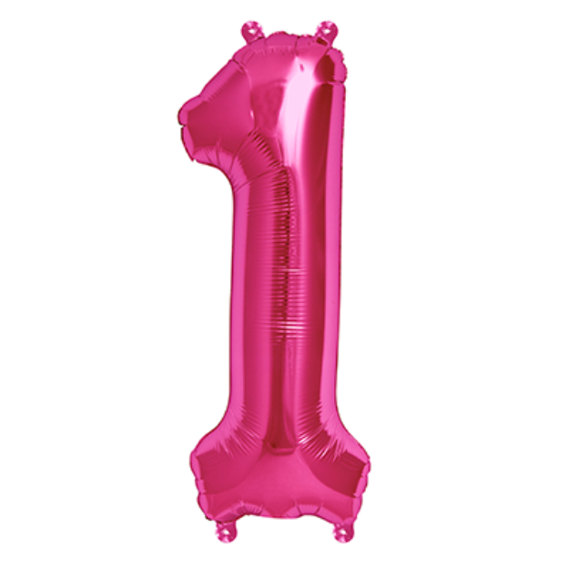 Picture of Foil balloon number 1 magenta 86cm