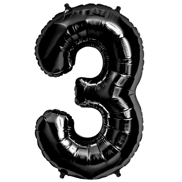 Picture of Foil balloon number 3 black 86cm