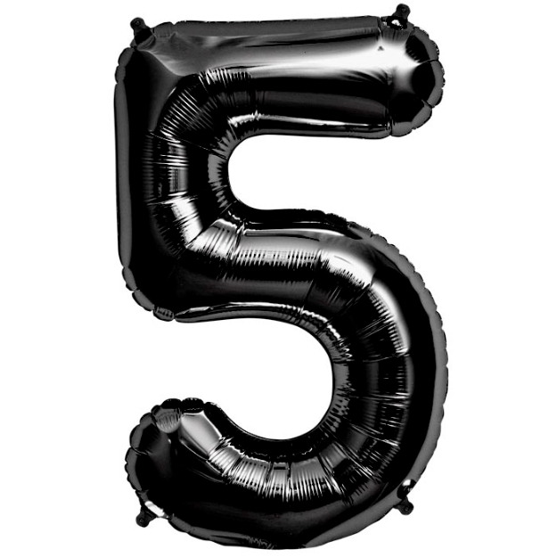 Picture of Foil balloon number 5 black 86cm