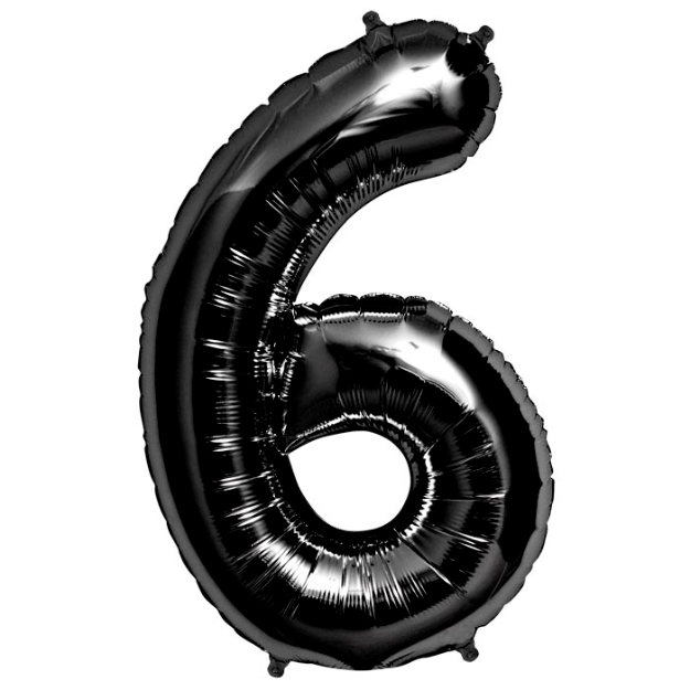 Picture of Foil balloon number 6 black 86cm