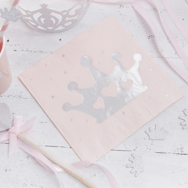 Picture of Princess-Paper Napkins Pink & Silver Foiled Tiara 