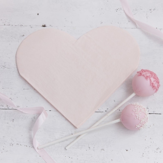 Picture of Heart Shaped Paper Napkins - Pink