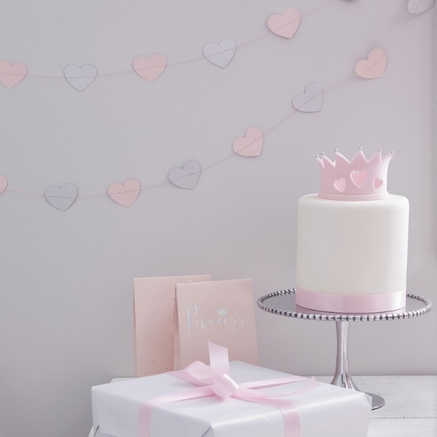 Picture of Princess-Pink & Silver Glitter Heart Garland