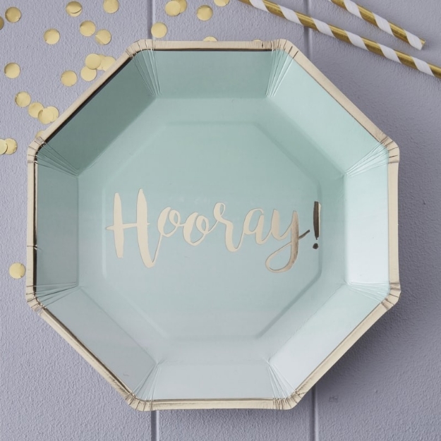 Picture of Paper Plates Mint & Gold Foiled Hooray  (24,5cm.)