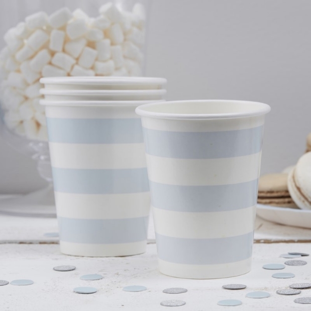 Picture of Baby Blue Stripe Paper Cups 
