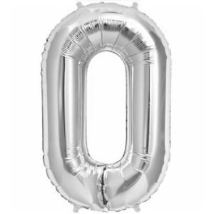 Picture of Foil balloon number 0 silver 86cm