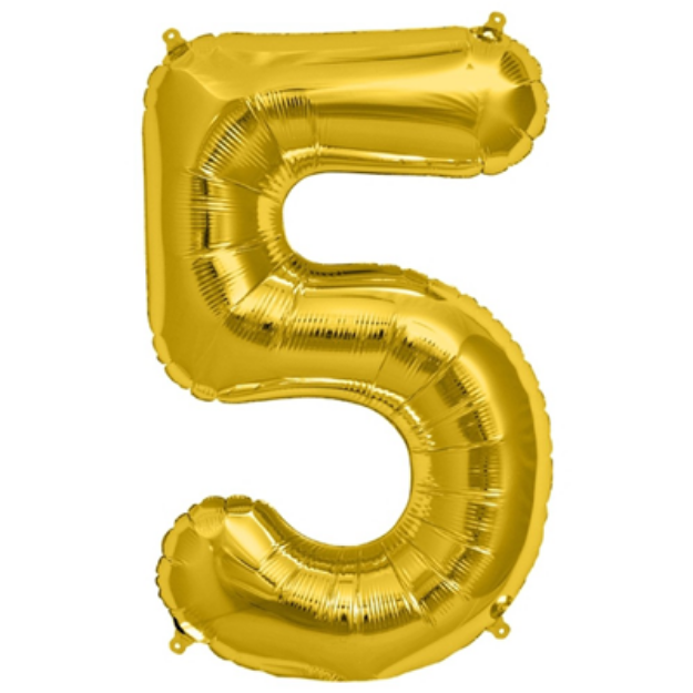 Picture of Foil Balloon Number 5 Gold 35cm