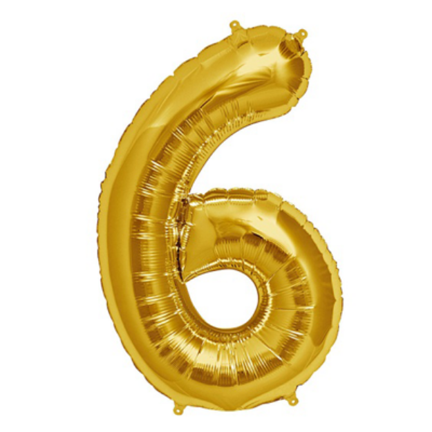 Picture of Foil Balloon Number 6 Gold 35cm