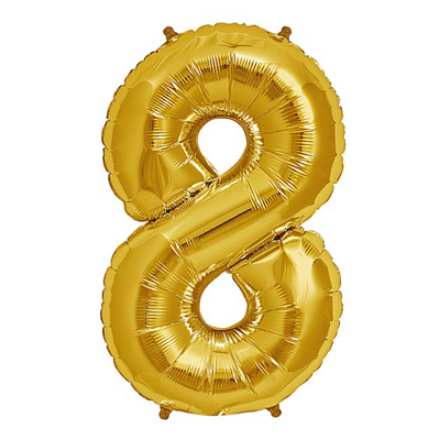 Show details for Foil Balloon Number 8 Gold 35cm Picture of Foil Balloon Number 8 Gold 35cm