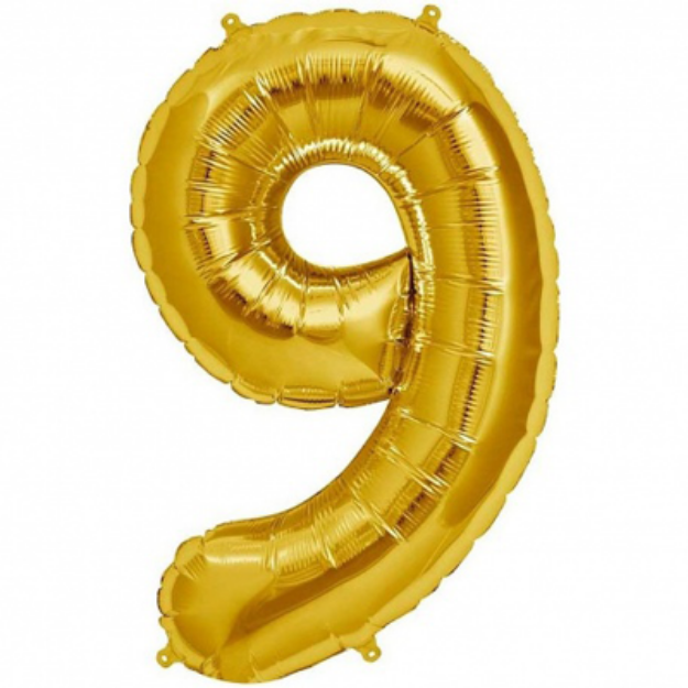 Picture of Foil Balloon Number 9 Gold 86cm