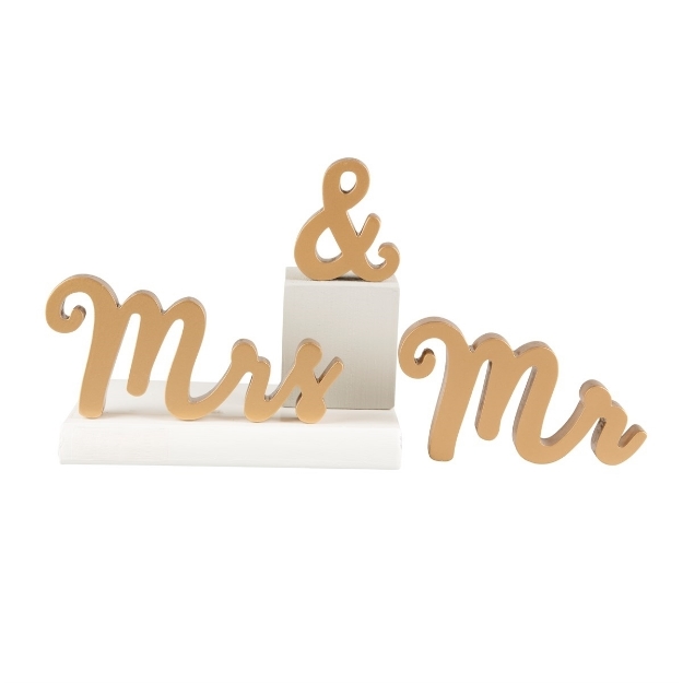 Ξύλινα Γράμματα Mr&Mrs  σε χρυσό
