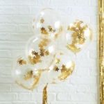 Picture of Gold Star Shaped Confetti Filled Balloons 