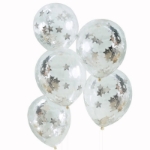 Picture of Silver Star Shaped Confetti Filled Balloons 