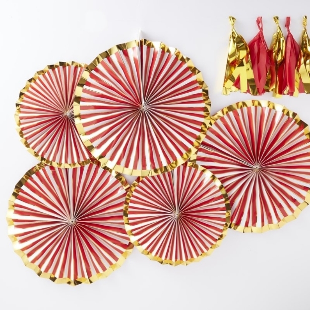 Picture of Gold Foiled Pinstripe Candy Fan Decorations