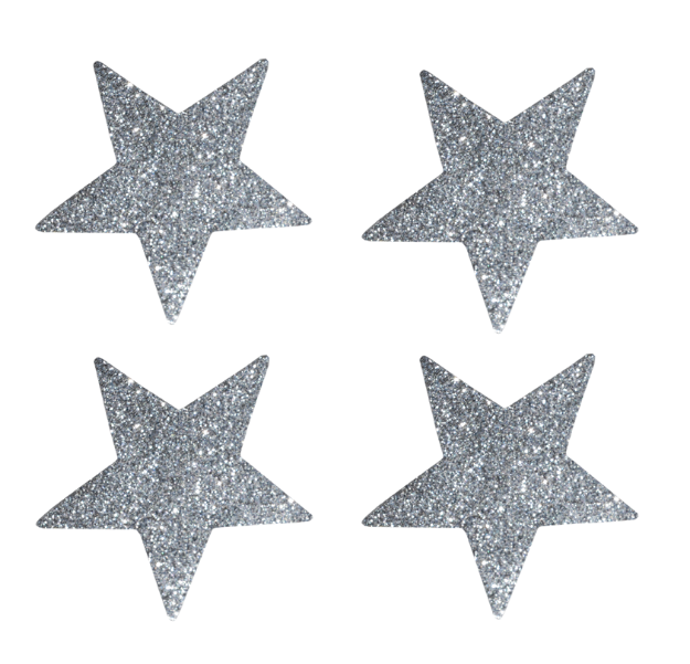 Αυτοκόλλητα αστέρια ασημί glitter