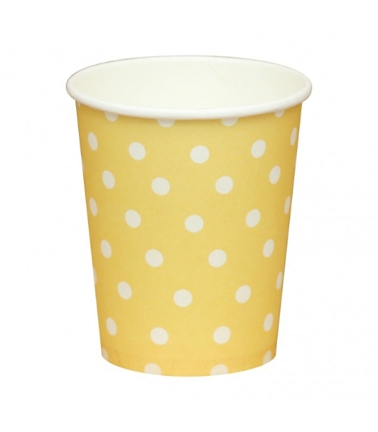 Picture of Paper cups yellow polka dots