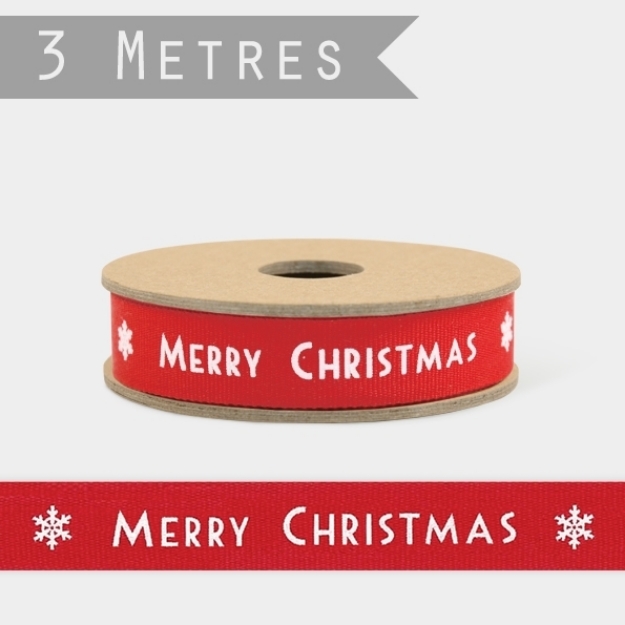 Picture of Ribbon Merry Christmas red 3m