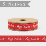 Picture of Ribbon Merry Christmas (red with hearts) 3m