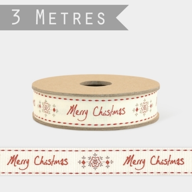 Picture of Ribbon Merry Christmas Snowflake 3m