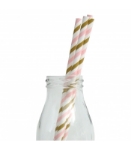 Picture of 25 Pink & Gold Paper straws 