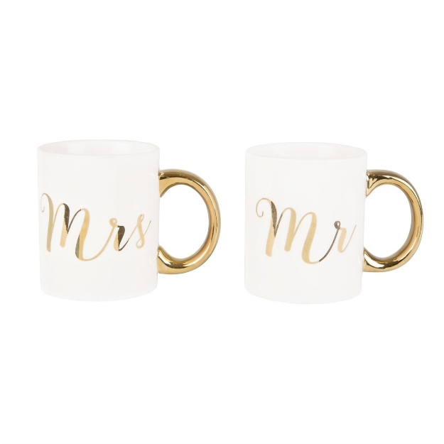 Picture of Mr & Mrs gold mug assorted
