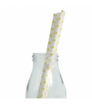 Picture of Paper straws white with yellow dots (25pc.)