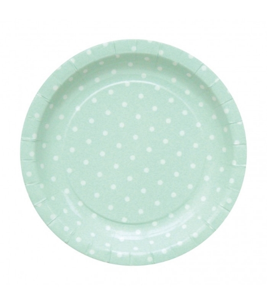 Picture of Paper Plates (20cm.) -Mint polka dots