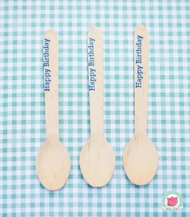 Show details for Wooden spoons 16cm HAPPY BIRTHDAY blue Picture of Wooden spoons 16cm HAPPY BIRTHDAY blue