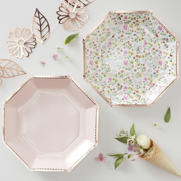 Picture of Dinner paper plates- Rose Gold Floral (8pcs)