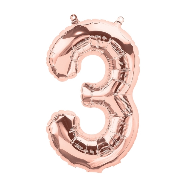 Picture of Foil balloon number 3 rose gold 35cm