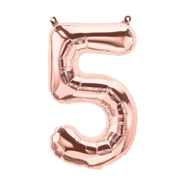 Picture of Foil balloon number 5 rose gold 35cm