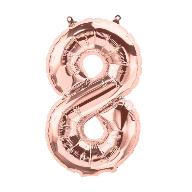 Picture of Foil balloon number 8 rose gold 35cm