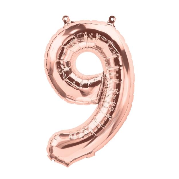 Picture of Foil balloon number 9 rose gold 35cm