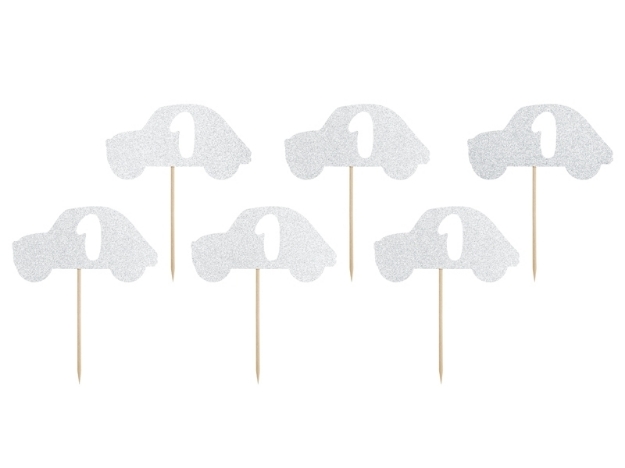 Picture of Cupcake toppers - Silver car with No1
