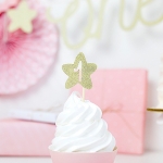 Picture of Cupcake toppers - Gold star with No1